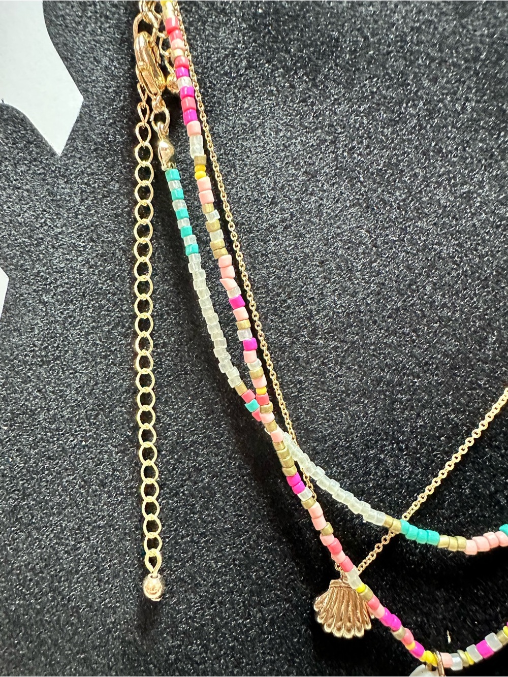 American Eagle Outfitters Gold Shell & Multicolor Beaded Layered Necklace - Picture 4 of 6